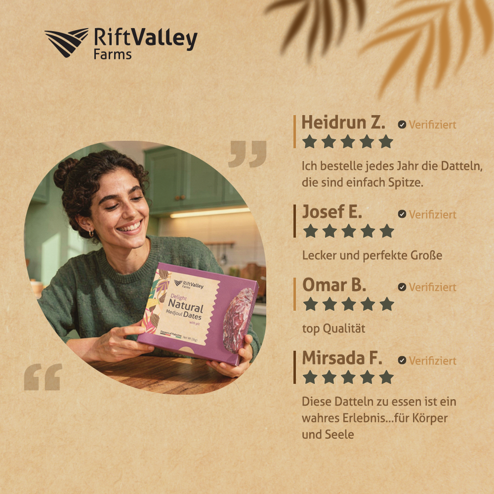 Palästinensiche Medjool Datteln Delight 1KG - Rift Valley Farms