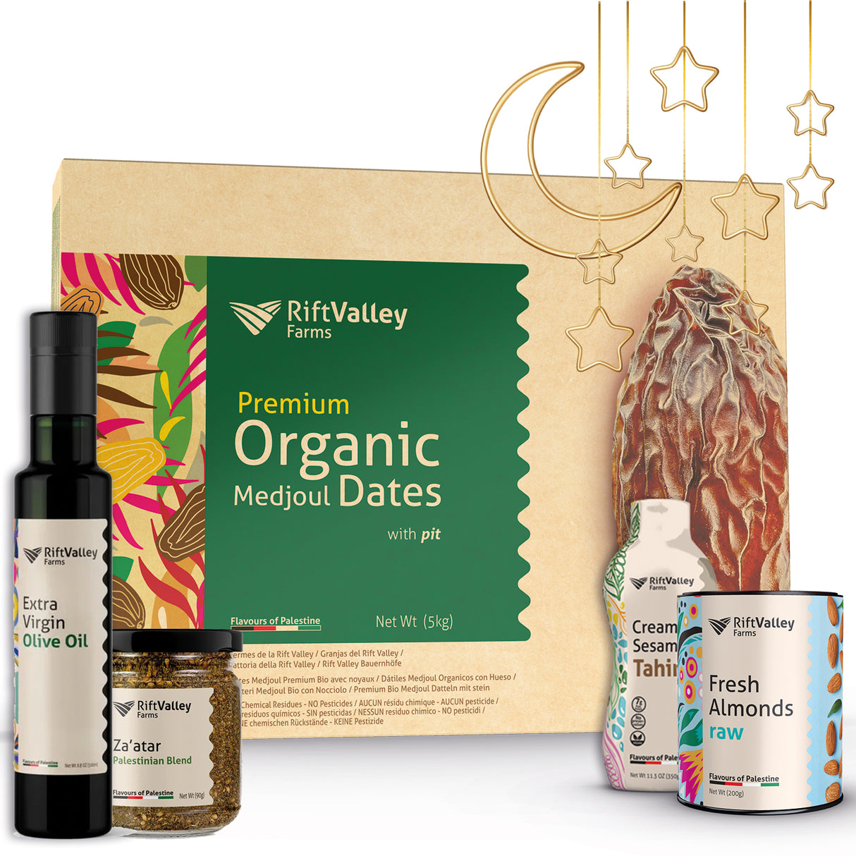 🌙 Suhoor Ramadan Bundle: 5KG Premium Bio Medjool Datteln Jumbo + GRATIS Tahini, Mandeln, Olivenöl 750 ml & Zaatar