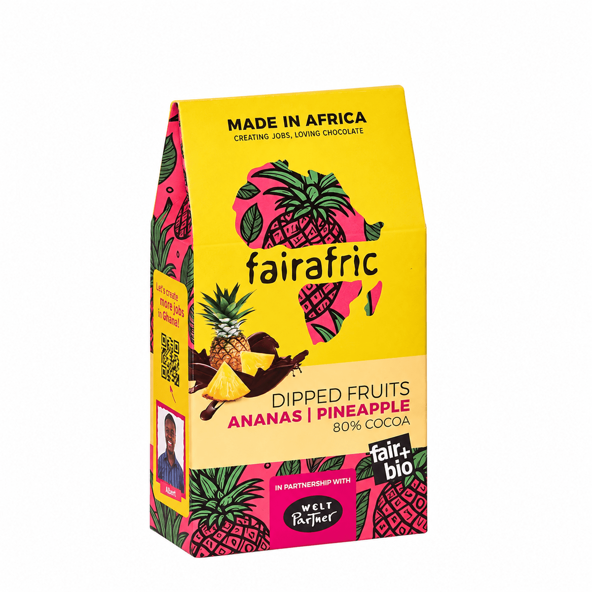 fairafric Dipped Fruits Ananas, bio & vegan – 100 g – product view 1
