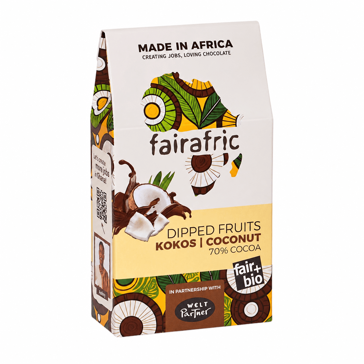 fairafric Dipped Fruits Kokos, bio & vegan – 100 g – product view 1