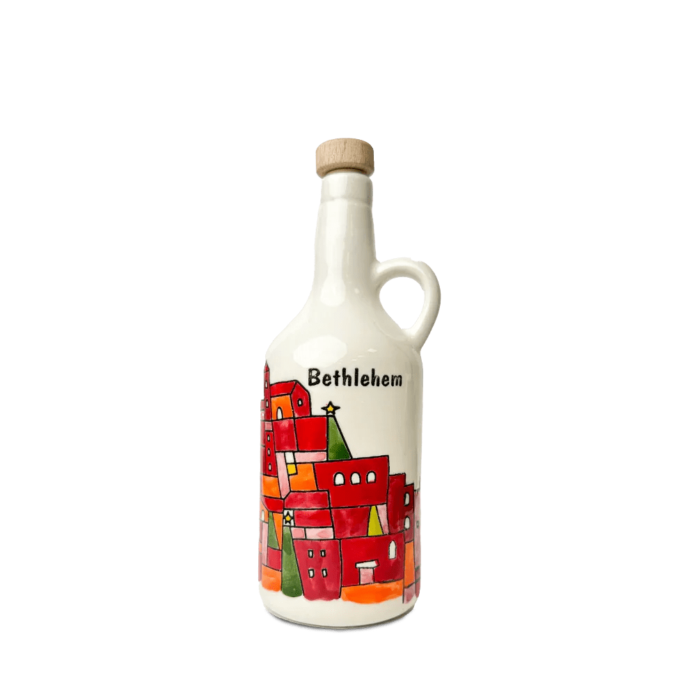 Handgemalte Keramik-Olivenölflasche + 500 ml Olivenöl - Rift Valley Farms EU