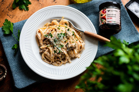 Spaghetti Alfredo mit getrockneten Tomaten - Rift Valley Farms EU 