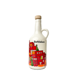 Handgemalte Keramik-Olivenölflasche aus Hebron – Limitierte Kunstedition mit Stadtmotiven aus Palästina