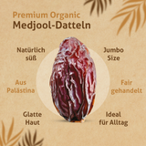 Palästinensiche Bio Medjool Datteln Premium Large/Jumbo - Rift Valley Farms - Ernte 2026