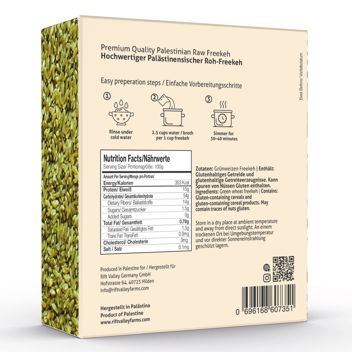 Freekeh aus Palästina – Traditionelles Superfood mit rauchigem Aroma 400G