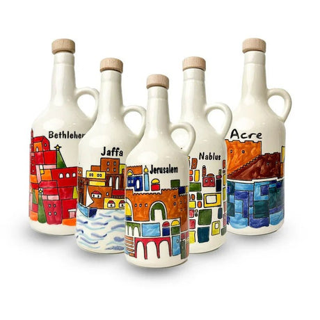 Handgemalte Keramik-Olivenölflasche + 500 ml Olivenöl - Rift Valley Farms EU