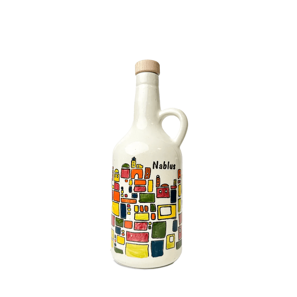 Handgemalte Keramik-Olivenölflasche + 500 ml Olivenöl - Rift Valley Farms EU