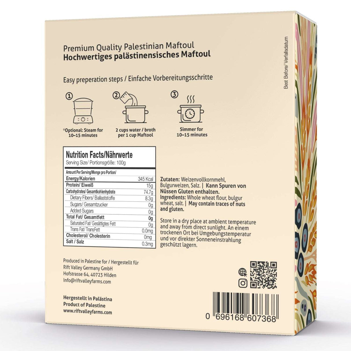 Maftoul aus Palästina – Traditionelles Couscous 400G - Rift Valley Farms EU