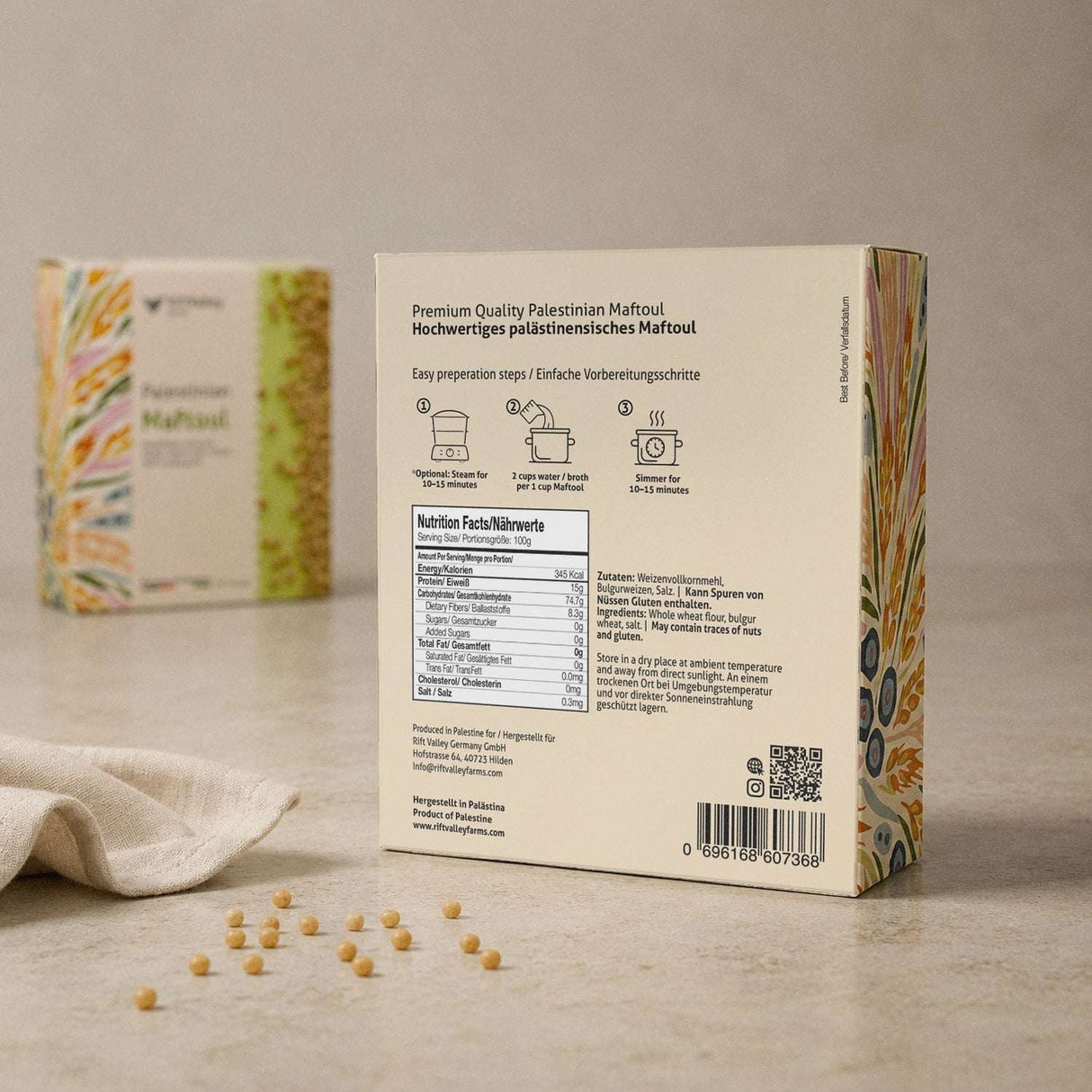 Maftoul aus Palästina – Traditionelles Couscous 400G - Rift Valley Farms EU