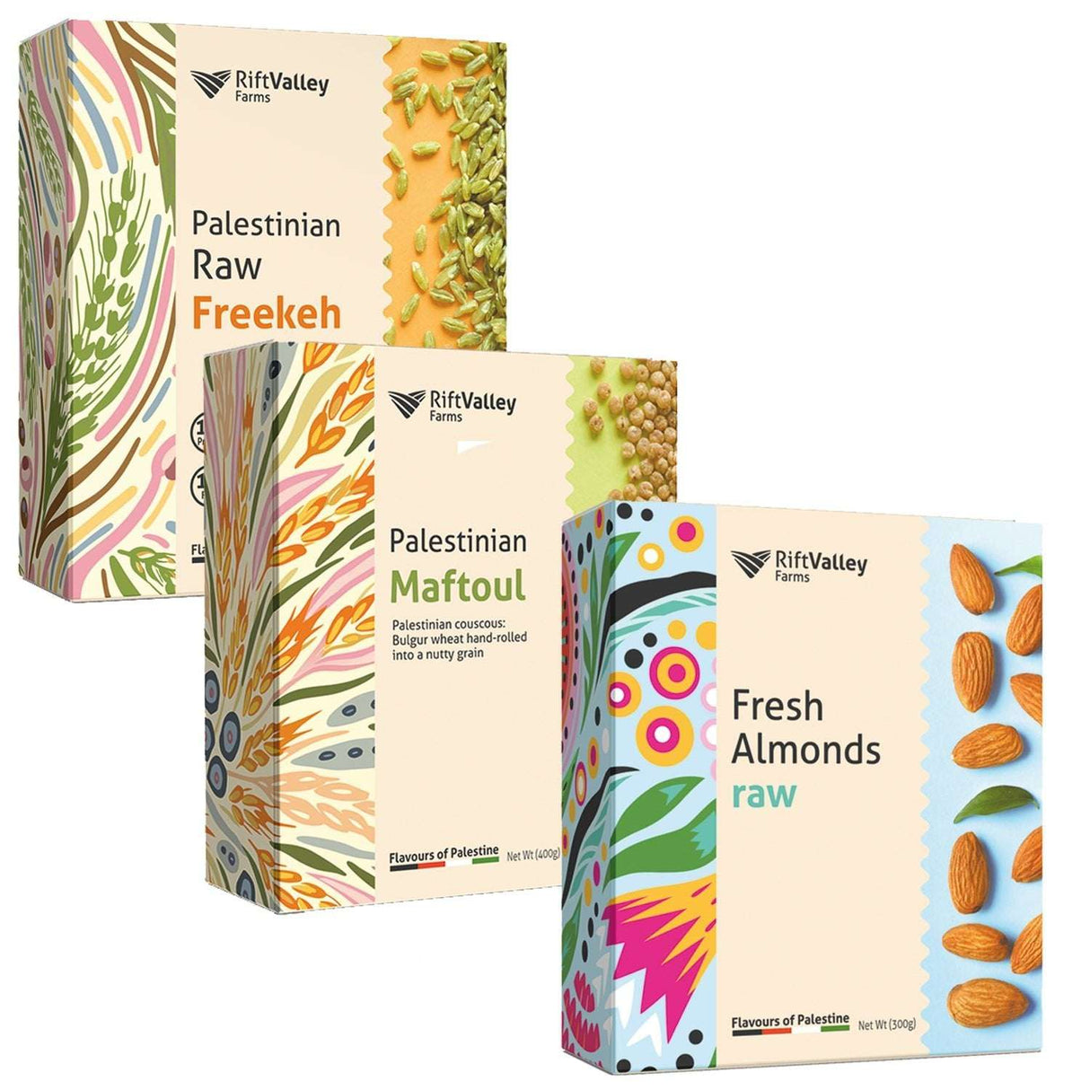 Palästina Spar-Set: Freekeh, Maftoul & Mandeln - Rift Valley Farms EU