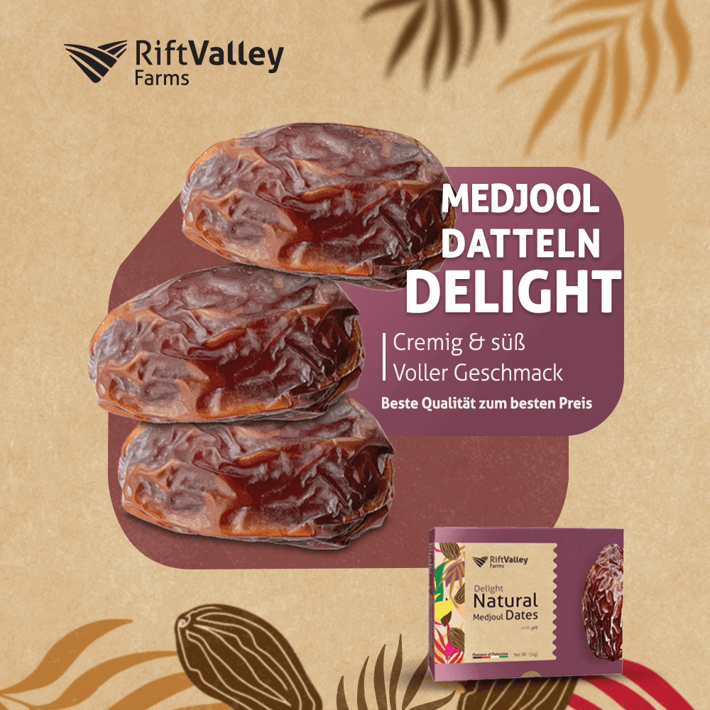Palästinensiche Medjool Datteln Delight 1KG - Rift Valley Farms EU
